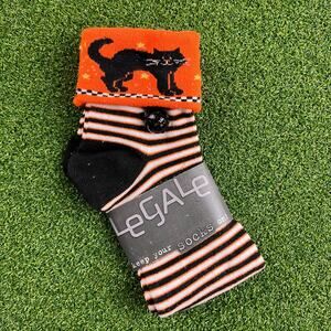 Vintage 90s Legale Halloween Socks Black Cat Sz 9-11